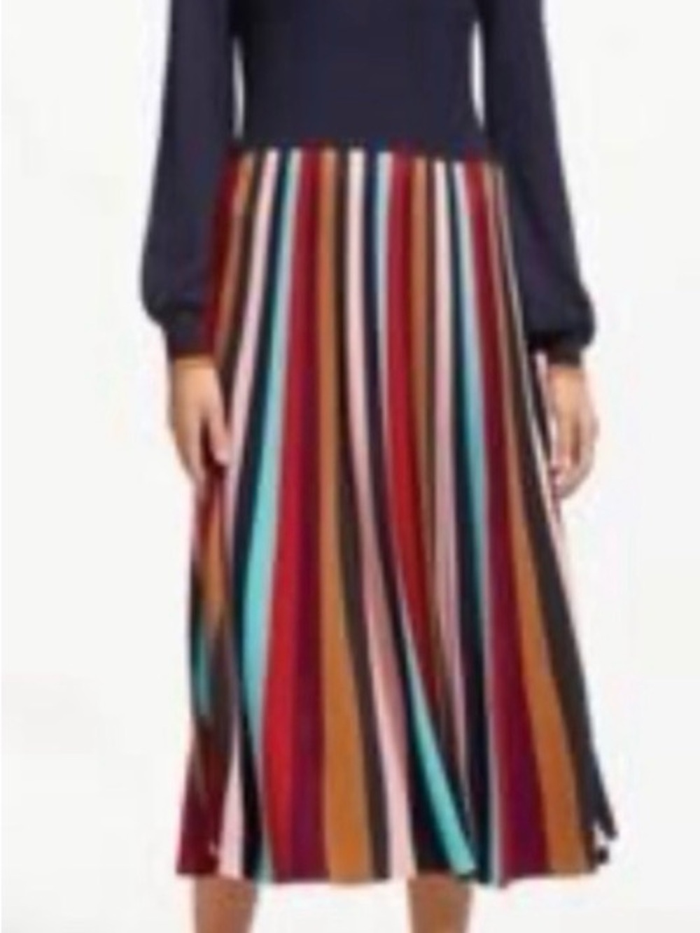BODEN Margie Rainbow Fit & Flare Knit Midi Dress. Long-sleeve - Picture 8 of 10